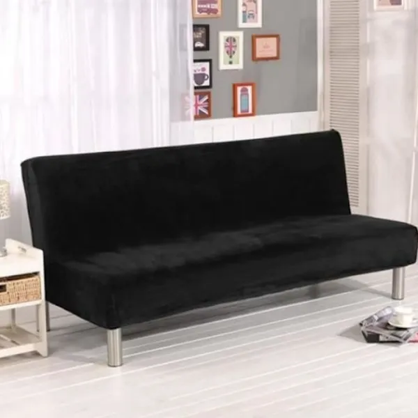 Generic Soffor>Stretch Clic-Clac Överdrag - Svart - Utan Armstöd - Polyester - Syntetiskt - Modernt