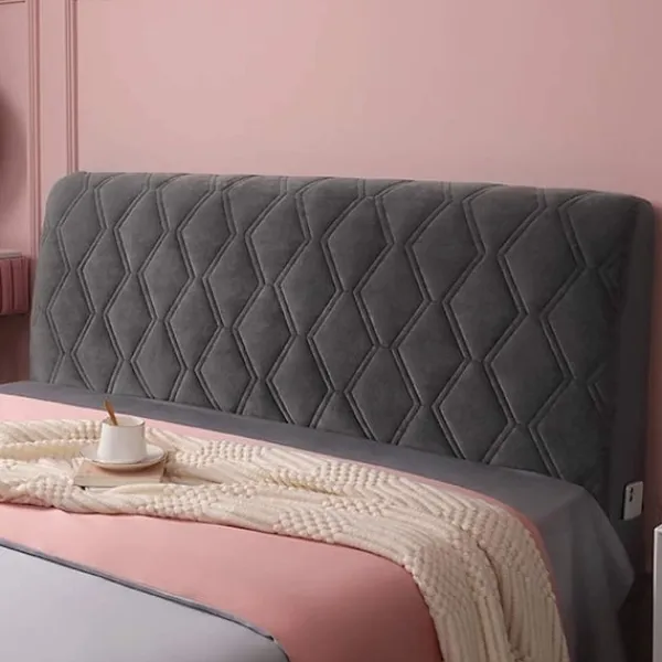 Sängar>Stretch Huvudgavelöverdrag, Slipskydd för Sängrygg, Skyddande Överdrag för Enkelsäng, Tvättsbart (Mörkgrå, Storlek: 150cm)