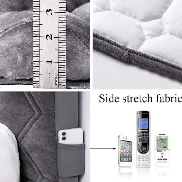 Sängar>Stretch Huvudgavelöverdrag, Slipskydd för Sängrygg, Skyddande Överdrag för Enkelsäng, Tvättsbart (Mörkgrå, Storlek: 150cm)