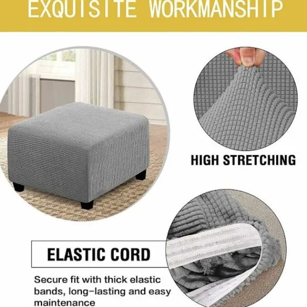 Sittpuffar>Stretch Slipcovers, Square Spandex Fabric Slipcovers för förvaring