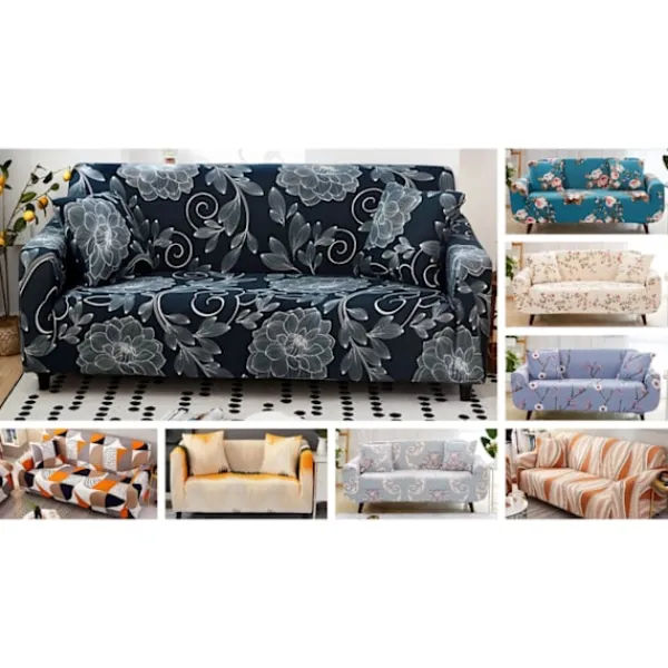 Soffor>Stretch Soffaöverdrag Tryckt Soffaöverdrag Fåtöljöverdrag för Soffor Elastiskt Universal Möbelskydd med Kuddfodral - Stil 19 Large