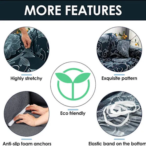 Soffor>Stretch Soffaöverdrag Tryckt Soffaöverdrag Fåtöljöverdrag för Soffor Elastiskt Universal Möbelskydd med Kuddfodral - Stil 19 Large