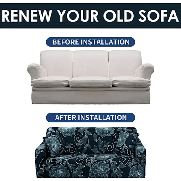 Soffor>Stretch Soffaöverdrag Tryckt Soffaöverdrag Fåtöljöverdrag för Soffor Elastiskt Universal Möbelskydd med Kuddfodral - Stil 19 Large