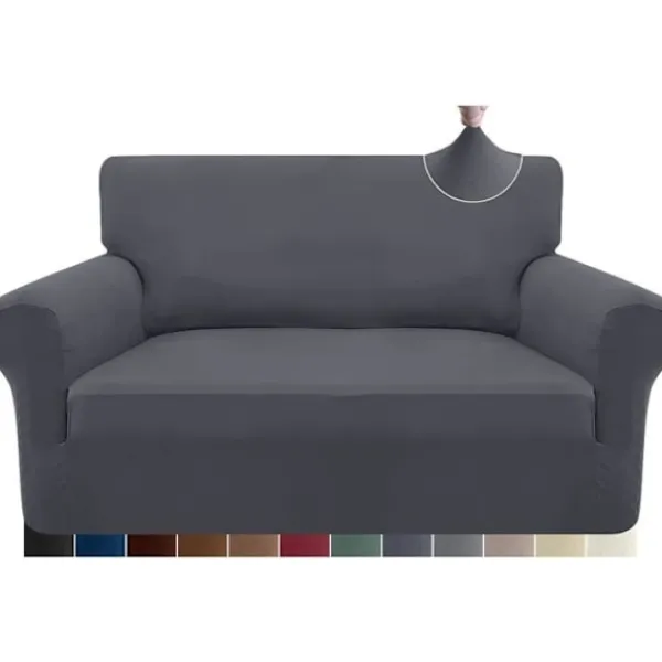 Generic Soffor>Stretch Sofföverdrag 2-sits, Allomfattande Halkfritt Sofföverdrag, Möbelöverdrag (2-sits, Grå)