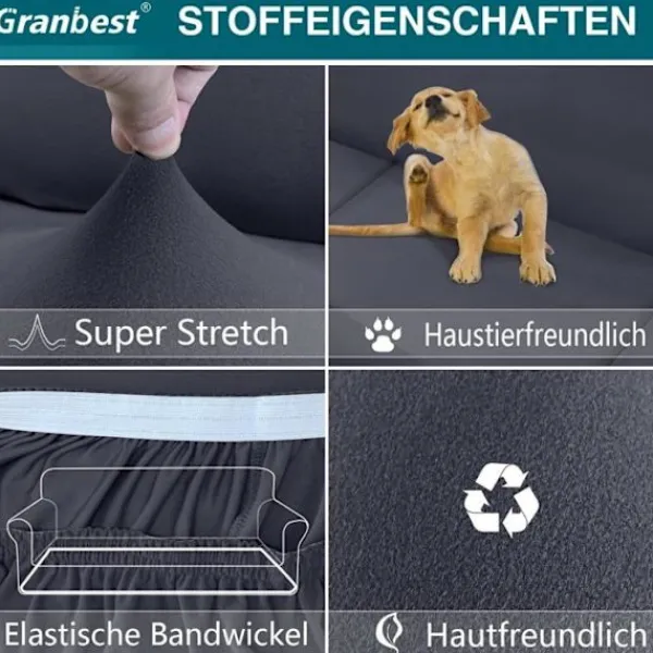 Generic Soffor>Stretch Sofföverdrag 2-sits, Allomfattande Halkfritt Sofföverdrag, Möbelöverdrag (2-sits, Grå)