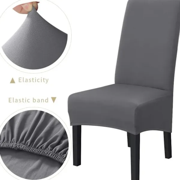 Stolar>Stretchig matstolsöverdrag Hög rygg Stolsöverdrag Avtagbara och tvättbara Stolsöverdrag för hotell Bröllopsdekor Grå 6PCS