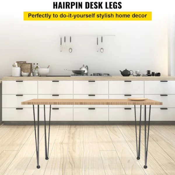 Kontorsmöbler>SucceBuy 16" Hårnålsbordsben, Set om 4, Kraftiga, DIY Skrivbord, 3 Skenor Svart