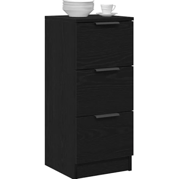 vidaXL Byråer>Svart ek skåp med låda Svart ek 30 x 30 x 70 cm Konstruerat trä