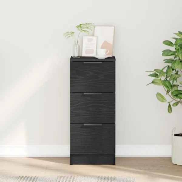 vidaXL Byråer>Svart ek skåp med låda Svart ek 30 x 30 x 70 cm Konstruerat trä