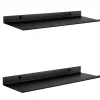 Hyllor>Svart metall vägghylla | Set med 2 flytande hyllor 40 cm