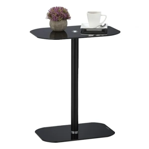 B2X Småbord>Svart sidobord i glas