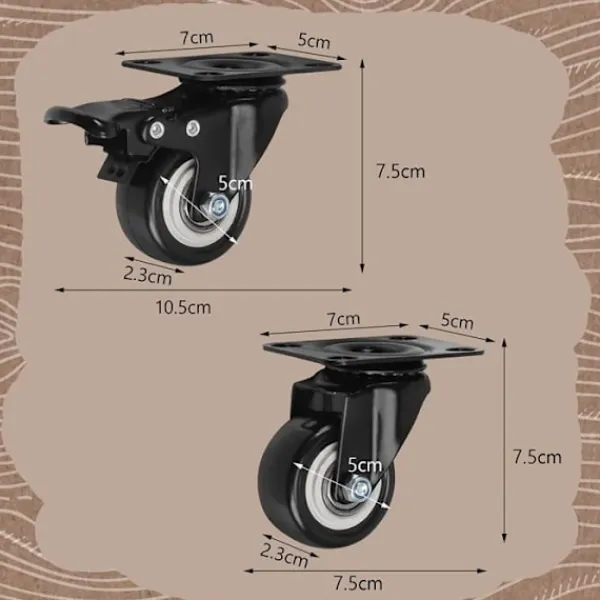 Balkongmöbler>Svängbara hjul 50mm 280KG Svängbara hjul med broms Kraftiga möbelhjul Transportvagn