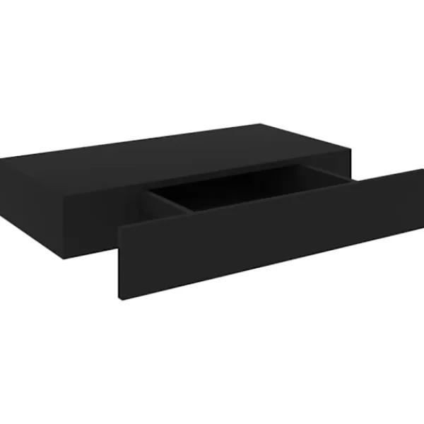 vidaXL Hyllor>Svävande vägghylla med låda svart 48x25x8 cm