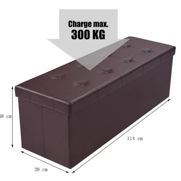 Kistor & Koffertar>Tabouret - Förvaringsbox - Syntetisk Läder - 114x38x38cm - Maxbelastning 300 kg