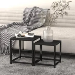 vidaXL Småbord>Tebord 2 st MDF svart