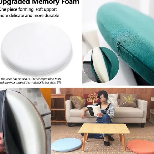Sittpuffar>Tjock Rund Stolskudde, Avtagbar Trädgårdsstolskudde, Memory Foam Inomhus Utomhus Stolskudde, 30 cm Teal, A