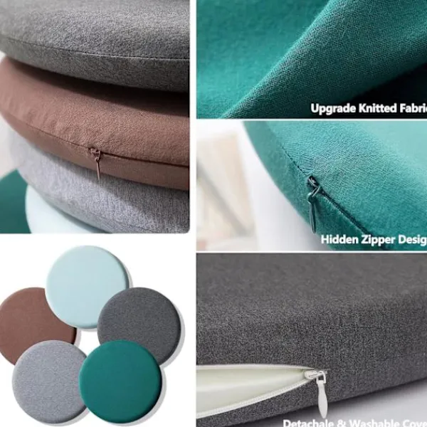 Sittpuffar>Tjock Rund Stolskudde, Avtagbar Trädgårdsstolskudde, Memory Foam Inomhus Utomhus Stolskudde, 30 cm Teal, A