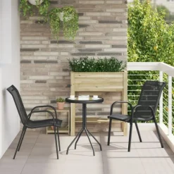 vidaXL Balkongmöbler>Trädgårds Bistro Set 3 pcs Svart Stål