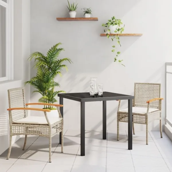 vidaXL Balkongmöbler>Trädgårdsmöbelset 3 pcs Beige konstrotting