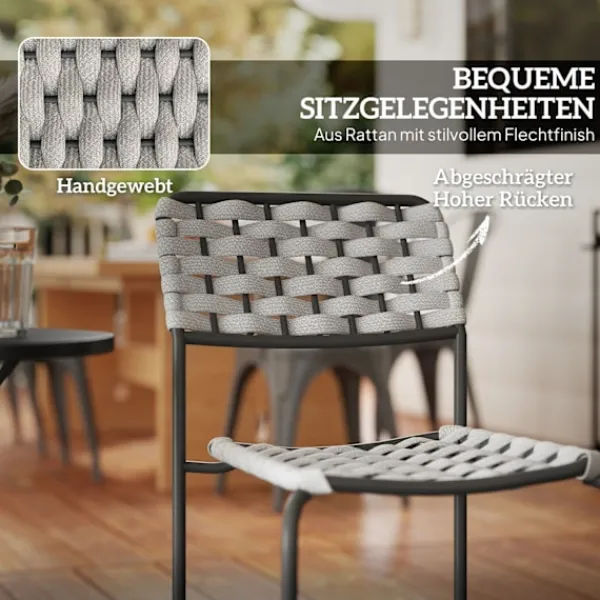 Northio Balkongmöbler>Trädgårdsmöbelset i polyrattan, utelounge balkongmöbler för 2 personer, 3-delad sittgrupp med 2 stapelbara stolar, bord, väderbeständig trädgårdsloung | Fyndiq