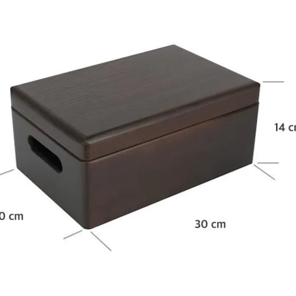 CREATIVE DECO Kistor & Koffertar>Träförvaringslåda för att dekorera brunt | 30 x 20 x 14 cm | med lock och handtag