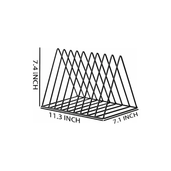 Hyllor>Triangelformade filhållare och tidningsställ, 10 gallermetalltidningshållare, tidskriftsförvaringsställ för kontor och heminredning, svart