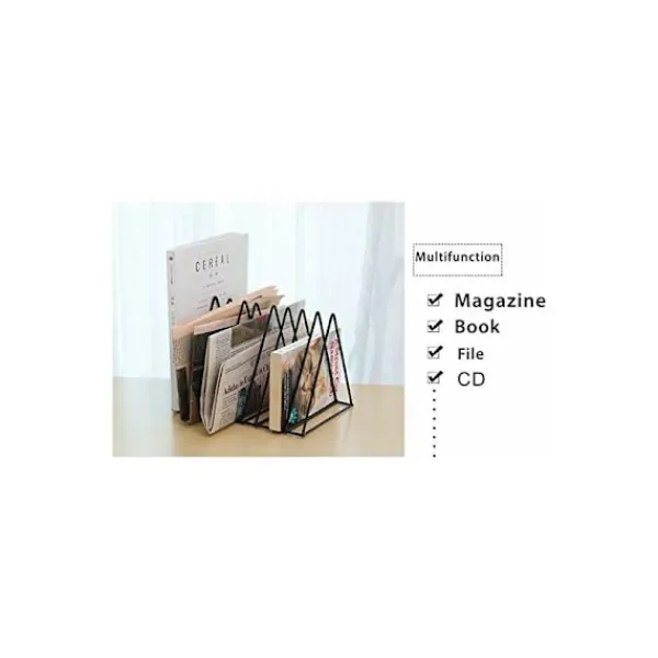 Hyllor>Triangelformade filhållare och tidningsställ, 10 gallermetalltidningshållare, tidskriftsförvaringsställ för kontor och heminredning, svart