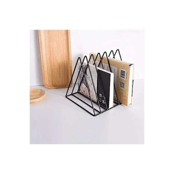 Hyllor>Triangelformade filhållare och tidningsställ, 10 gallermetalltidningshållare, tidskriftsförvaringsställ för kontor och heminredning, svart