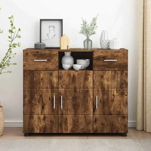 vidaXL Sideboards>Träskåp med låda Rökt ek 88,5 x 30,5 x 73 cm Konstruerat trä