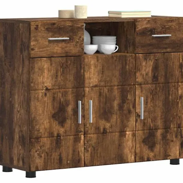 vidaXL Sideboards>Träskåp med låda Rökt ek 88,5 x 30,5 x 73 cm Konstruerat trä