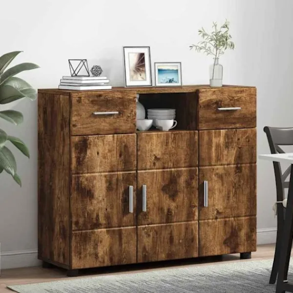 vidaXL Sideboards>Träskåp med låda Rökt ek 88,5 x 30,5 x 73 cm Konstruerat trä