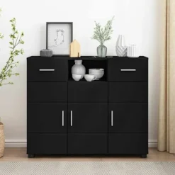 vidaXL Sideboards>Träskåp med låda Svart 88,5 x 30,5 x 73 cm Konstruerat trä