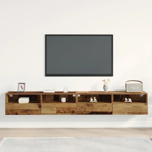 vidaXL Tv-Bänkar>TV Vägghylla 2 pcs Gammalt trä 100 x 30 x 30 cm Konstruerat trä