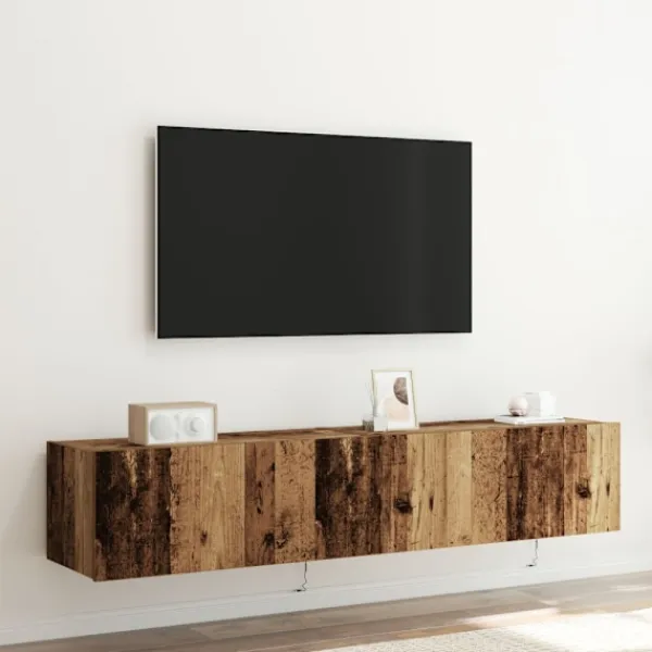 vidaXL Tv-Bänkar>TV Vägghylla 2 pcs Gammalt trä 80 x 35 x 31 cm Konstruerat trä