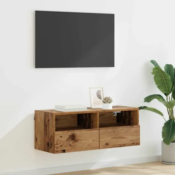 vidaXL Tv-Bänkar>TV Vägghylla Gammalt trä 80 x 30 x 30 cm Konstruerat trä