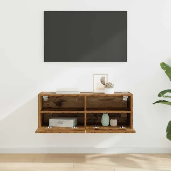 vidaXL Tv-Bänkar>TV Vägghylla Gammalt trä 80 x 30 x 30 cm Konstruerat trä