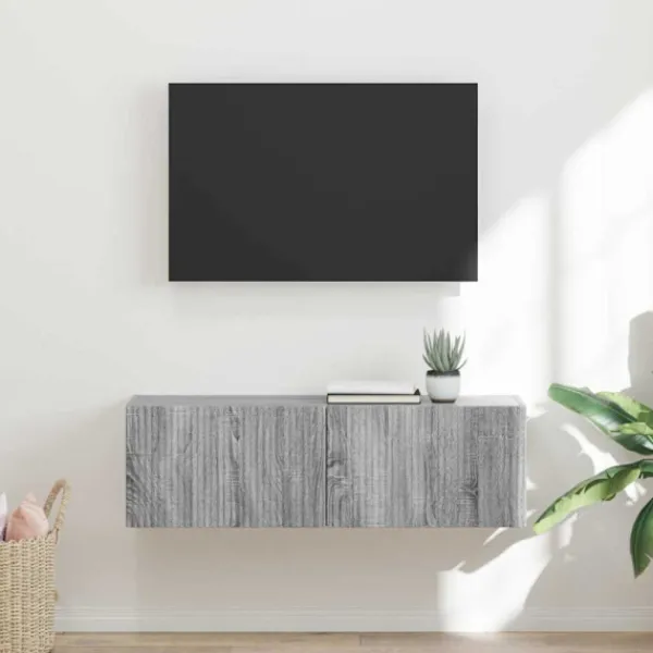 vidaXL Tv-Bänkar>TV Vägghylla Grå Sonoma 60 x 31 x 29.5 cm Konstruerat trä