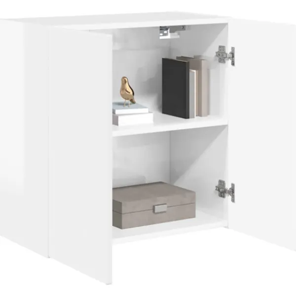vidaXL Tv-Bänkar>TV Vägghylla Högblanka vita 59,5 x 31 x 60 cm Konstruerat trä