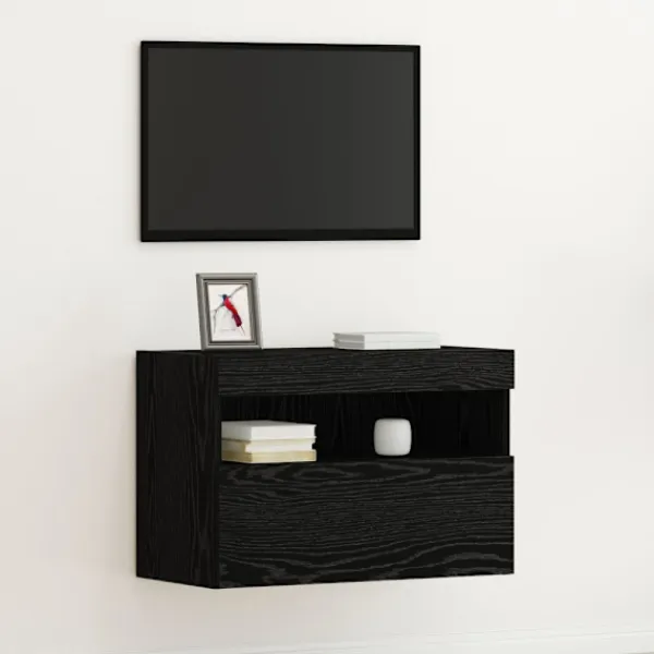 vidaXL Tv-Bänkar>TV Vägghylla Svart ek 60 x 30 x 40 cm Konstruerat trä