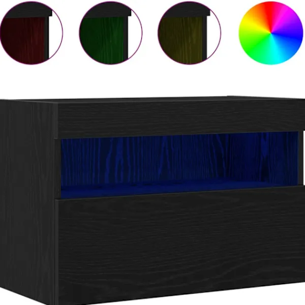 vidaXL Tv-Bänkar>TV Vägghylla Svart ek 60 x 30 x 40 cm Konstruerat trä