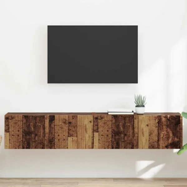 vidaXL Tv-Bänkar>TV Vägghylla Väggmonterad 2 pcs Gammalt trä 60 x 31 x 29.5 cm