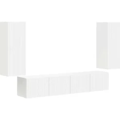 vidaXL Tv-Bänkar>TV väggskåp set Väggmonterad 4 pcs Vit Konstruerat trä