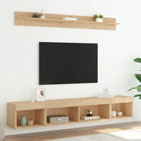 vidaXL Tv-Bänkar>Tv-bänk 5 delar LED sonoma-ek konstruerat trä