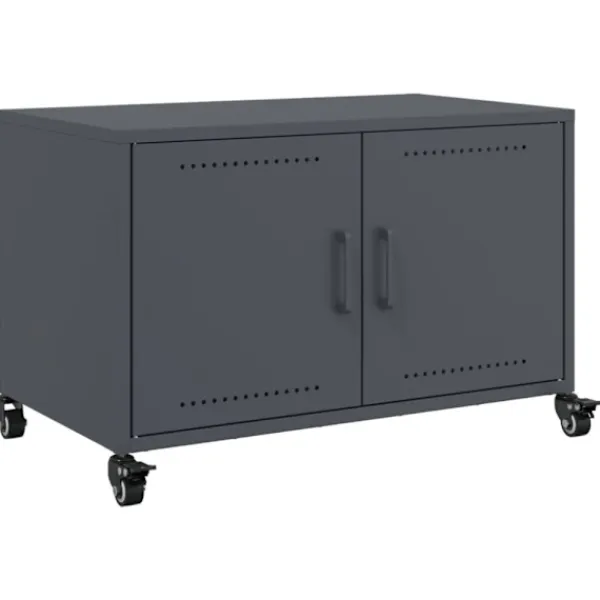 vidaXL Tv-Bänkar>Tv-bänk antracit 68x39x43,5 cm kallvalsat stål