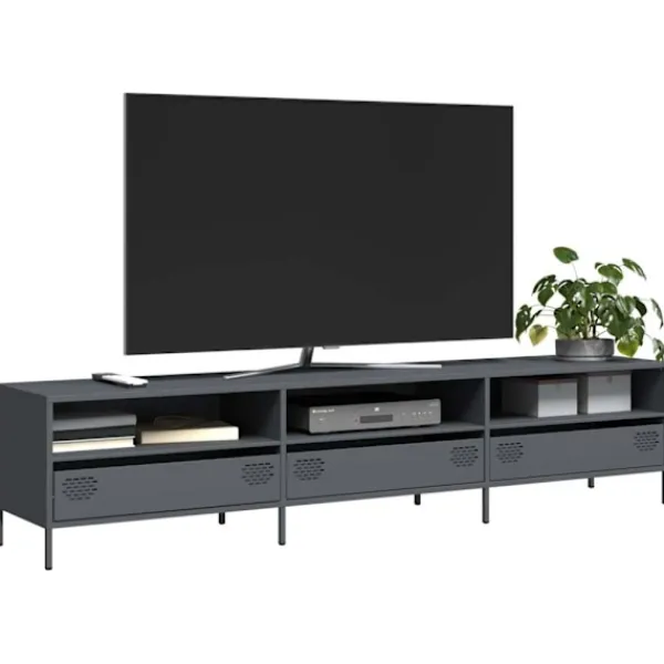 vidaXL Tv-Bänkar>Tv-bänk antracit 202x39x43,5 cm kallvalsat stål