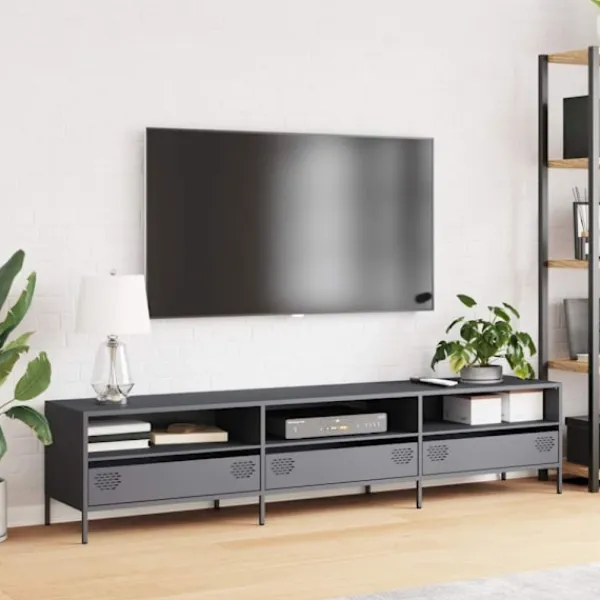 vidaXL Tv-Bänkar>Tv-bänk antracit 202x39x43,5 cm kallvalsat stål