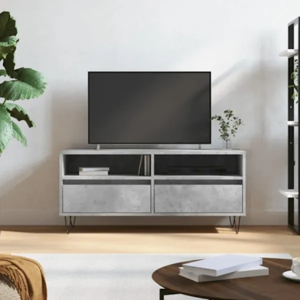 vidaXL Tv-Bänkar>Tv-bänk betonggrå 100x34,5x44,5 cm konstruerat trä