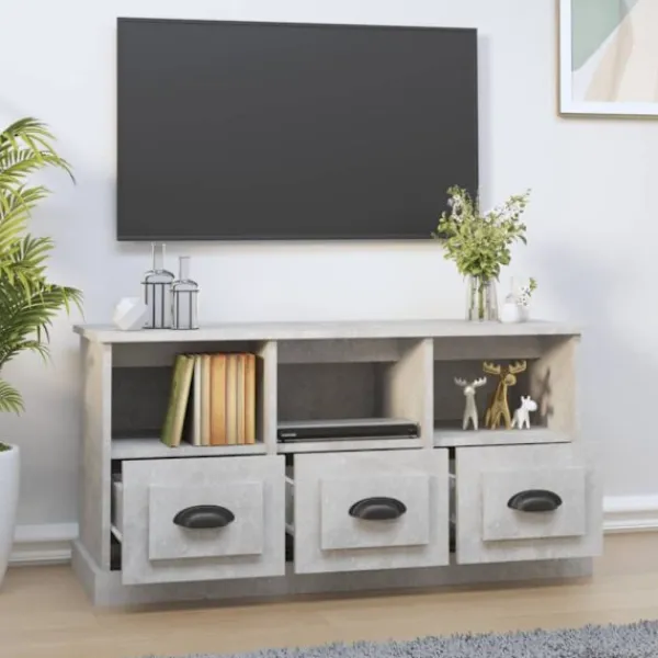 vidaXL Tv-Bänkar>Tv-bänk betonggrå 100x35x50 cm konstruerat trä