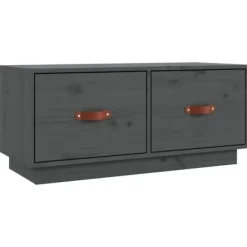 vidaXL Tv-Bänkar>Tv-bänk grå 80x34x35 cm massiv furu
