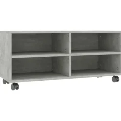 vidaXL Tv-Bänkar>Tv-bänk med hjul betonggrå 90x35x35 cm konstruerat trä
